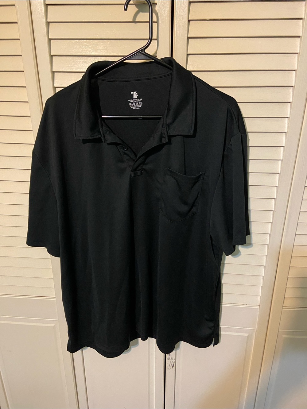 Men's Black Performance Polo with Chest Pocket
